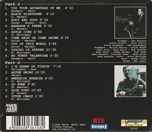 Gerry Mulligan & The Concert Jazz Band - Olympia - Nov. 19th, 1960 (2xCD, Album, RE)