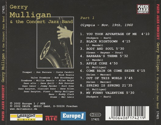 Gerry Mulligan & The Concert Jazz Band - Olympia - Nov. 19th, 1960 (2xCD, Album, RE)