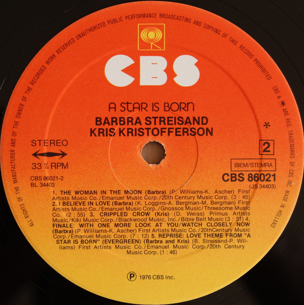 Streisand* & Kristofferson* - A Star Is Born (LP, Album, Gat)