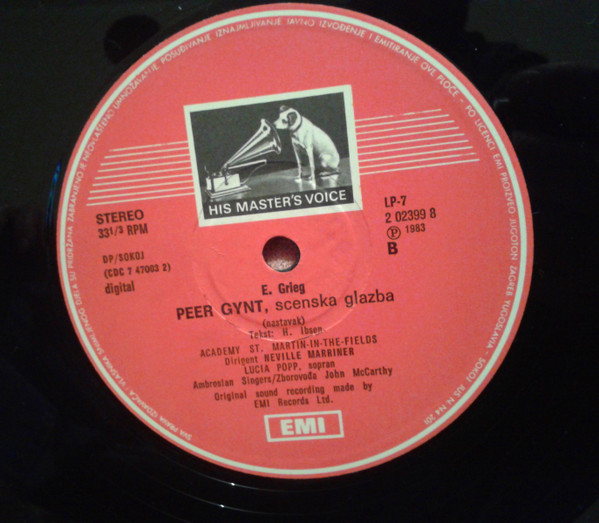 Grieg* - The Academy Of St. Martin-in-the-Fields, Lucia Popp, Ambrosian Singers*, Neville Marriner* - Peer Gynt, Scenska Glazba (LP, Album)