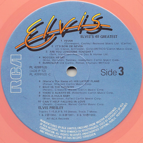 Elvis Presley - Elvis's 40 Greatest (2xLP, Comp, Mono, RE, Pin)