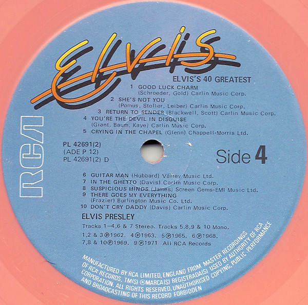 Elvis Presley - Elvis's 40 Greatest (2xLP, Comp, Mono, RE, Pin)