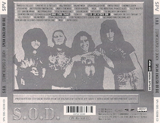 S.O.D.: Stormtroopers Of Death* - Speak English Or Die (CD, Album, RE, RM, S/Edition, Pla)