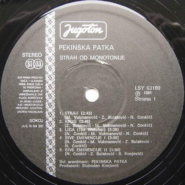 Pekinška Patka - Strah Od Monotonije (LP, Album)