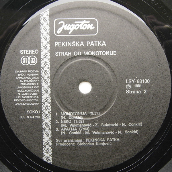 Pekinška Patka - Strah Od Monotonije (LP, Album)