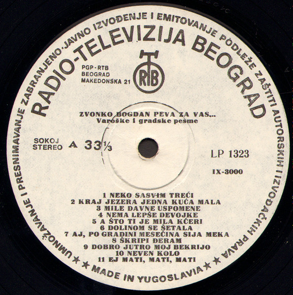 Zvonko Bogdan - Zvonko Bogdan Peva Za Vas (LP, Album, RE, Gat)