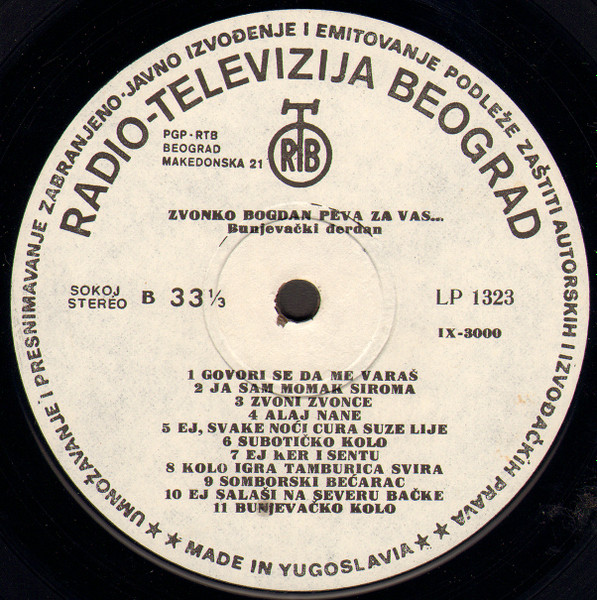 Zvonko Bogdan - Zvonko Bogdan Peva Za Vas (LP, Album, RE, Gat)