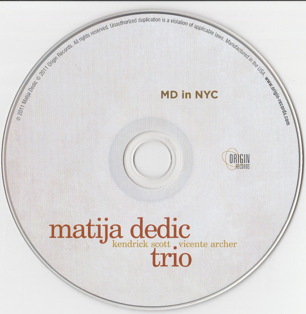 Matija Dedić Trio - MD In NYC (CD, Album)