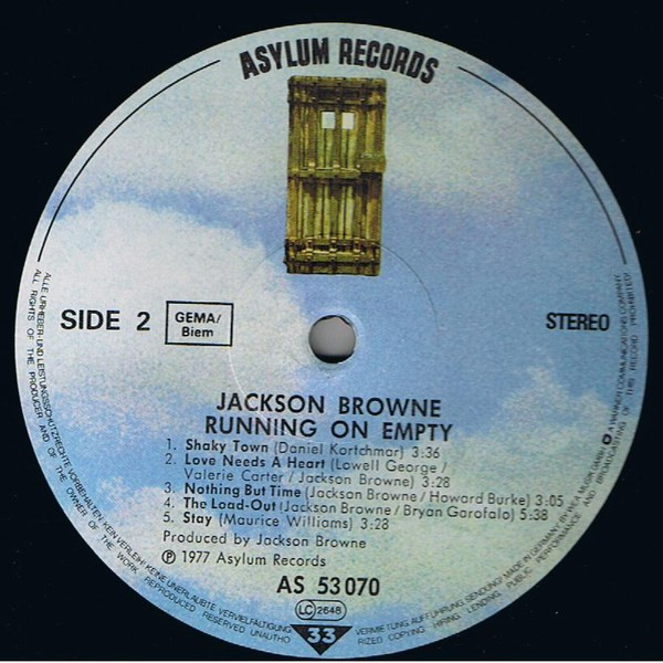 Jackson Browne - Running On Empty (LP, Album, RE)