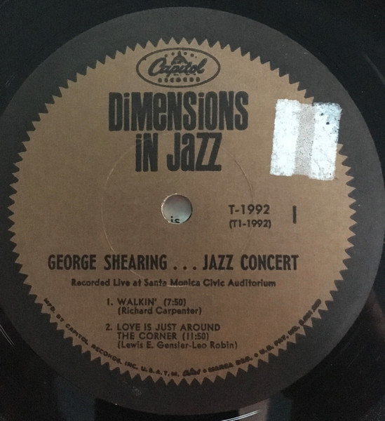 George Shearing Quintet* - Jazz Concert (LP, Album, Mono, Scr)