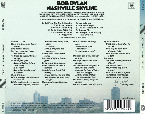 Bob Dylan - Nashville Skyline (CD, Album, RE, RM)