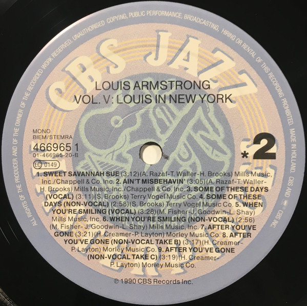 Louis Armstrong - Volume V - Louis In New York (LP, Comp, RM)