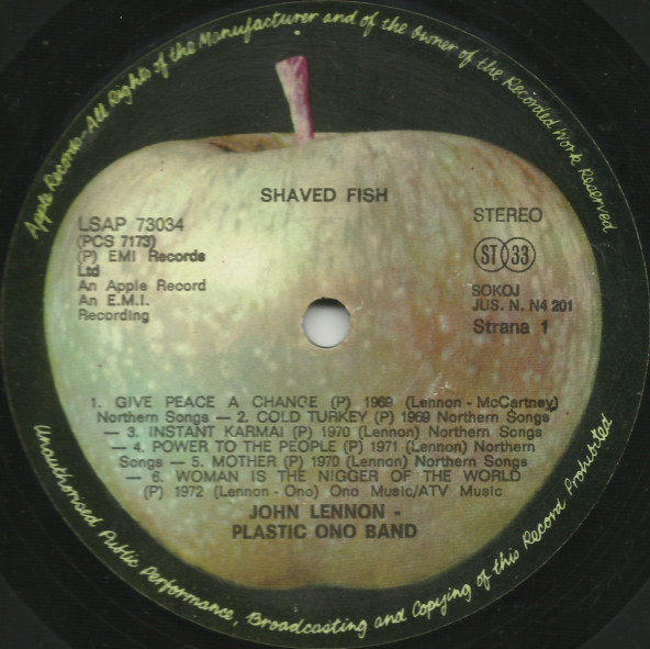 Lennon* / Plastic Ono Band* - Shaved Fish (LP, Comp, RP)