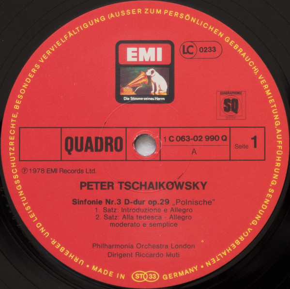 Tschaikowsky*, Riccardo Muti, Philharmonia Orchestra London* - Sinfonie Nr.3 „Polnische“ (LP, Quad)