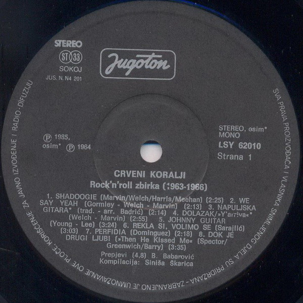 Crveni Koralji - Rock'N'Roll Zbirka (1963-1966) (LP, Album, Mono)