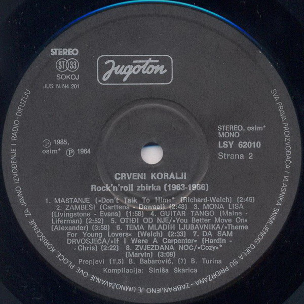 Crveni Koralji - Rock'N'Roll Zbirka (1963-1966) (LP, Album, Mono)