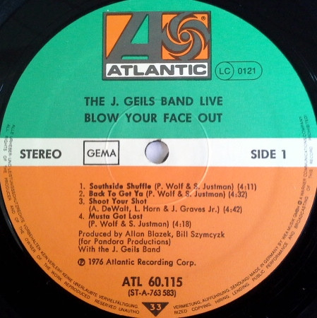 The J. Geils Band - Live - Blow Your Face Out (2xLP, Album)