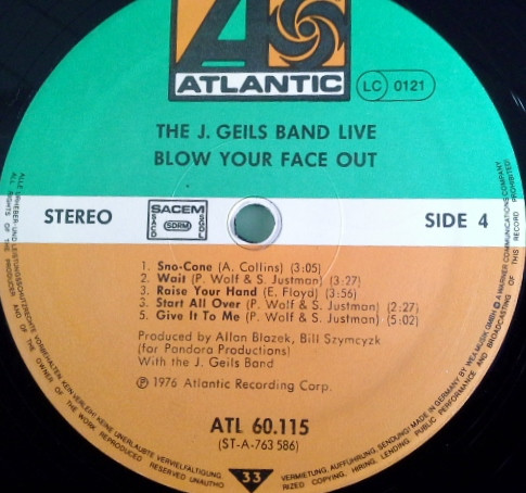 The J. Geils Band - Live - Blow Your Face Out (2xLP, Album)