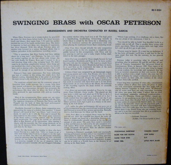 The Oscar Peterson Trio - Swinging Brass (LP, Album)