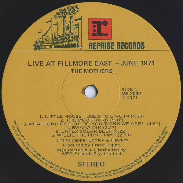 The Mothers - Fillmore East - June 1971 (LP, Album, RE)