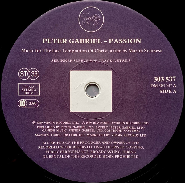 Peter Gabriel - Passion (2xLP, Album)