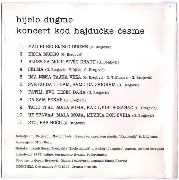 Bijelo Dugme - Koncert Kod HajduÄke ÄŒesme (CD, Album, RE)