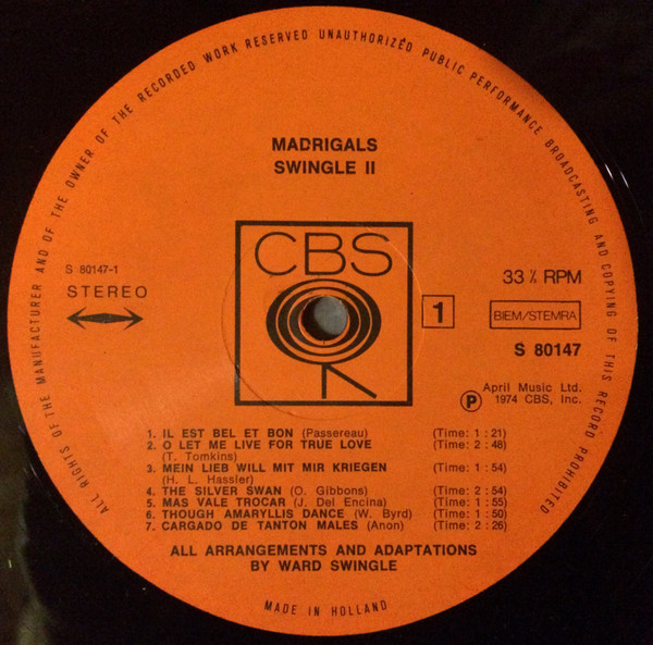 Swingle II - Madrigals (LP, Album)