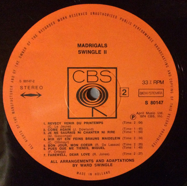 Swingle II - Madrigals (LP, Album)