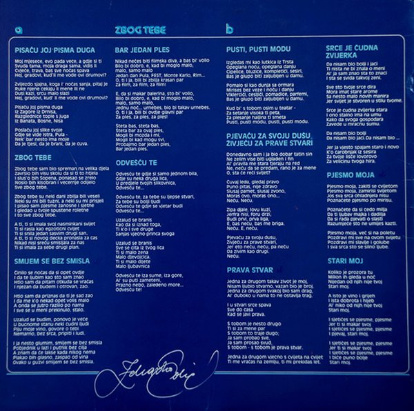 Zdravko Čolić - Zbog Tebe (LP, Album, Lig)