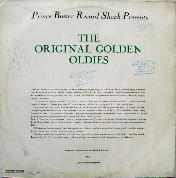 Prince Buster - Prince Buster Record Shack Presents The Original Golden Oldies Vol. 1 (LP, Comp, RE)
