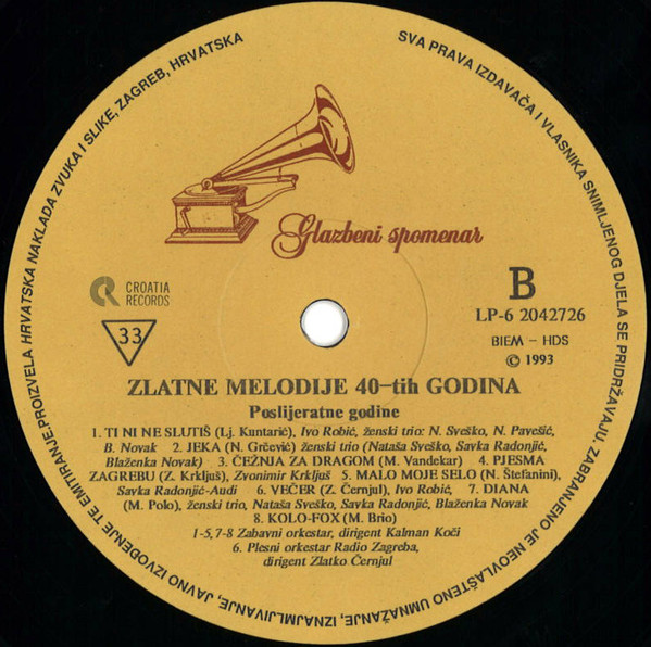 Various - Zlatne Melodije 40-ih 3 (LP, Comp, Mono)