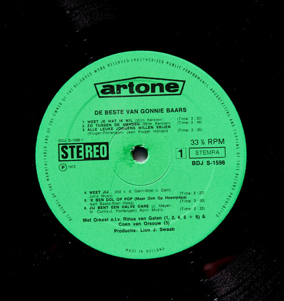 Gonnie Baars - De Beste Van Gonnie Baars (LP, Comp)