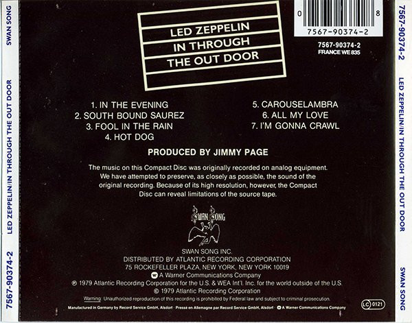 Led Zeppelin - In Through The Out Door (CD, Album, RE)