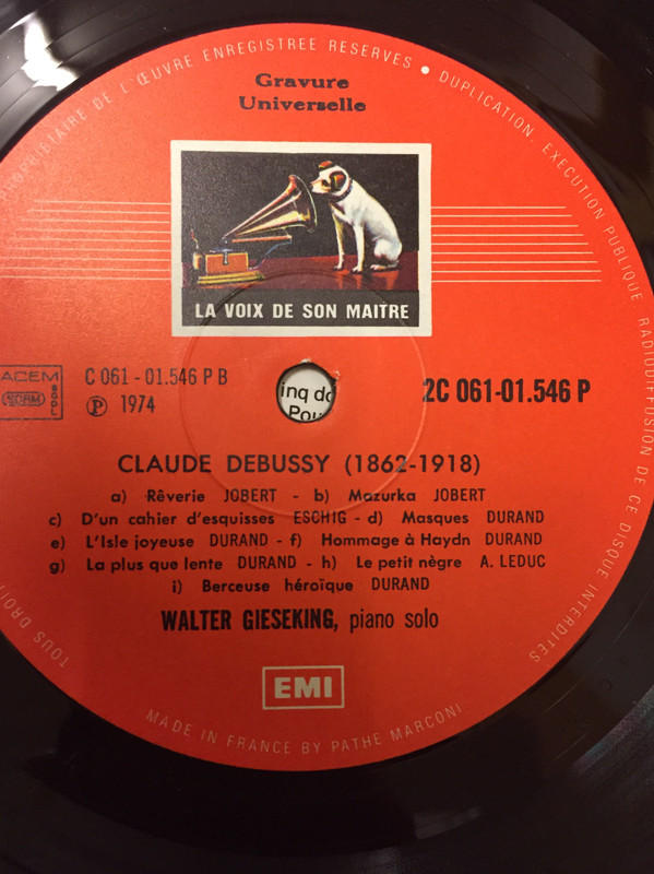 Claude Debussy - Walter Gieseking - Seize Pièces Pour Piano (LP, Mono, RE)