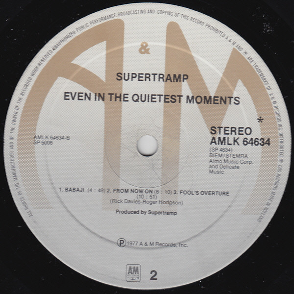 Supertramp - Even In The Quietest Moments... (LP, Album)