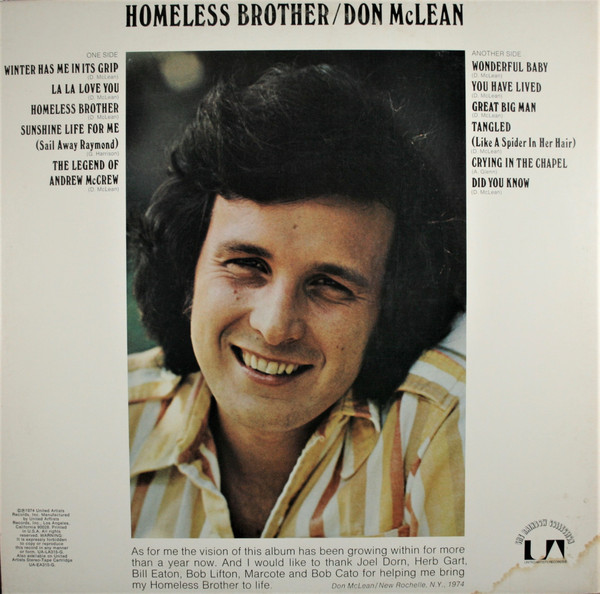 Don McLean - Homeless Brother (LP, Album, Ter)