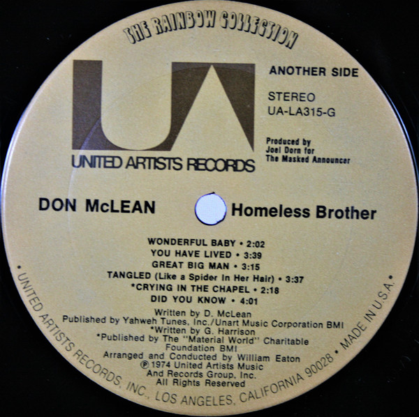 Don McLean - Homeless Brother (LP, Album, Ter)
