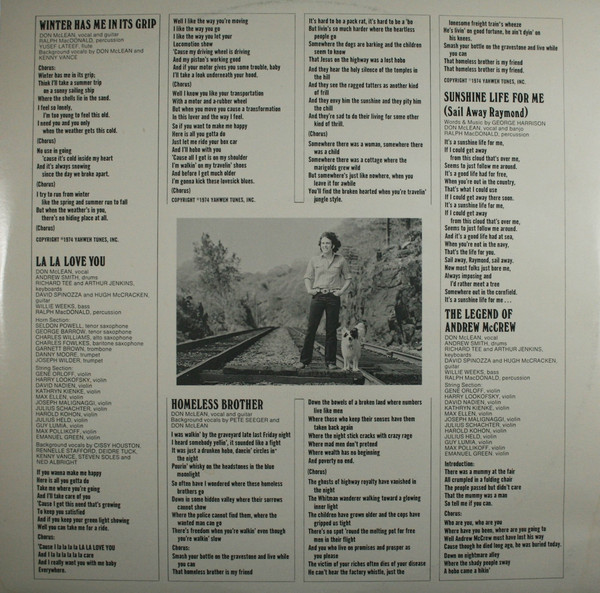 Don McLean - Homeless Brother (LP, Album, Ter)