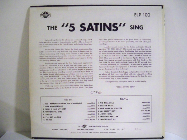 The Five Satins - The 5 Satins Sing (LP, Album, Mono)