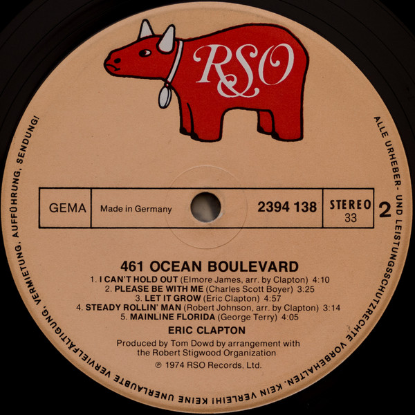 Eric Clapton - 461 Ocean Boulevard (LP, Album, Gat)