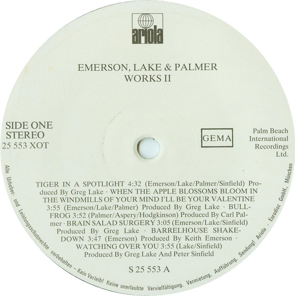 Emerson Lake & Palmer* - Works Volume 2 (LP, Album, Emb)