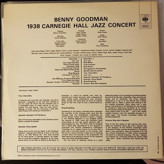 Benny Goodman - The Famous 1938 Carnegie Hall Jazz Concert  (2xLP, Gat)
