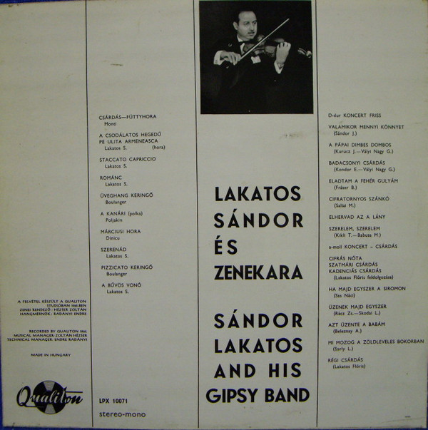 Sándor Lakatos And His Gipsy Band - Budapest Éjjel = Budapest At Night (LP)
