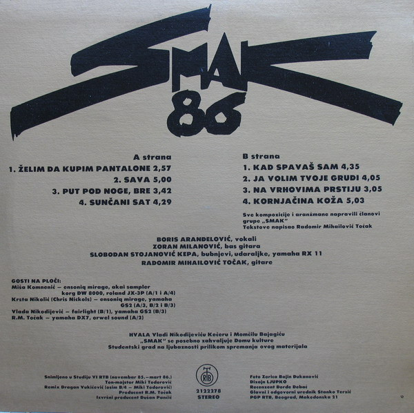 Smak (3) - Smak 86 (LP, Album, Yel)