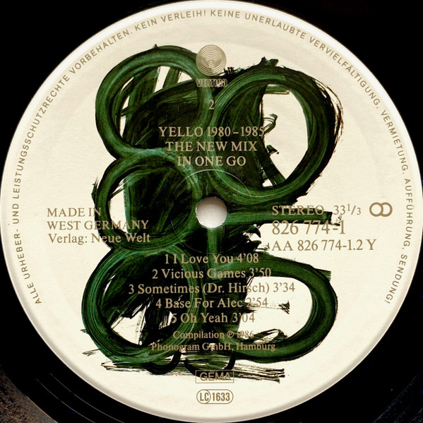 Yello - 1980 - 1985 The New Mix In One Go (2xLP, Comp, P/Mixed, PDO)