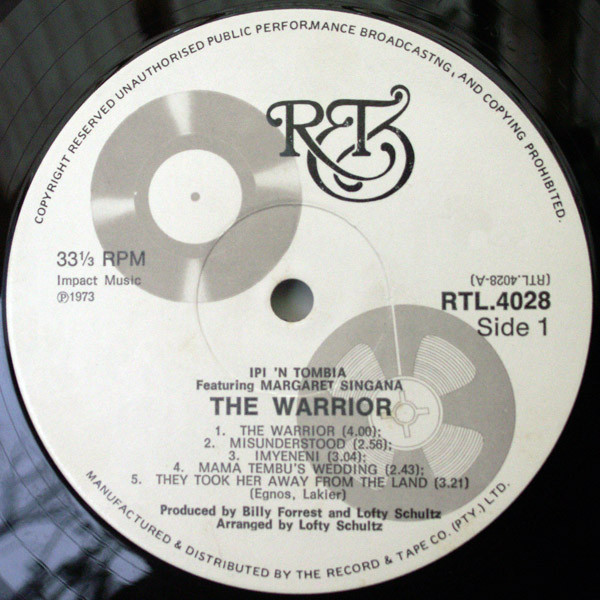 Ipi 'N Tombia* Featuring Margaret Singana - The Warrior (LP, Album, Gat)