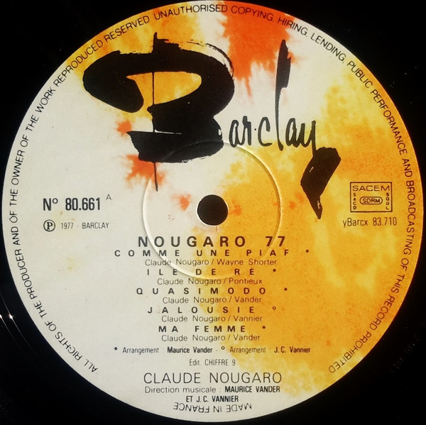 Claude Nougaro - Nougaro 77 - Enregistrement Public A L'Olympia (2xLP, Album)