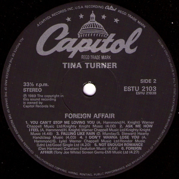 Tina Turner - Foreign Affair (LP, Album, Gat)