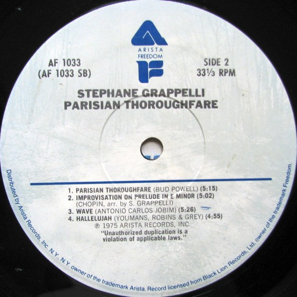 Stephane Grappelli* - Parisian Thoroughfare (LP, Album)