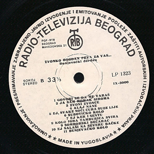 Zvonko Bogdan - Zvonko Bogdan Peva Za Vas (LP, Album, Gat)